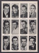 Trade cards, unknown issuer 3 uncut strips of 12 cards depicting film / music stars, plain back