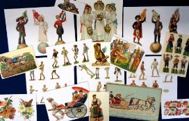 Victorian Scraps, 100s of loose scraps featuring a selection of subjects to include dogs, cats, owl,