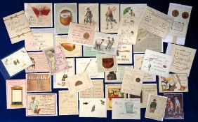 Greetings Cards, Comic, 40 Victorian comic greetings cards to include embossed, lift the flap, rebus