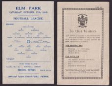Football programmes, two programmes, Reading v Torquay, 27 October 1945 (single sheet) & Torquay v