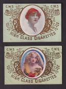 Cigarette cards, CWS, Beauties, 'X' size, (set, 2 cards) (both with some sl marks and light