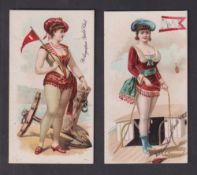 Cigarette cards, USA, Buchner, Yacht Club Colors (Girls), 'X' size, y Maidens, 'X' size, two