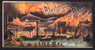 Alexandra Palace advertising card circa 1888 announcing the forthcoming firework spectacular to