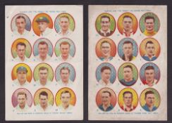 Trade issues, Thomson, (Skipper), two uncut paper inserts each with 12 portrait images made to cut