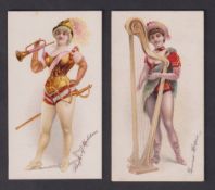 Cigarette cards, USA, Buchner, Musical Instruments, 'X' size, two cards, Bugler of Musketeers &