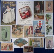 Advertising Cards, Soaps, Polishes etc., 15 early items to include Pears, Sunlight, Lux, Maple,