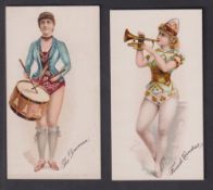 Cigarette cards, USA, Buchner, Musical Instruments, 'X' size, two cards, French Cornetist & The