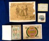 Georgian and Victorian Novelties, 4 items to comprise a movable card 1832 Time Table 'perpetual'