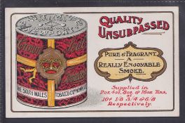 Cigarette card advert, The South Wales Tobacco Company Postcard sized, Views of South Wales advert