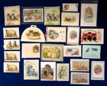 Greetings Cards, Cats, 24 late 19th/early 20thC cards featuring cats to include 5 anthropomorphic (3