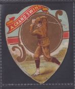 Trade card, Golf, J Baines Shaped Shield, 'A Grand Swing' (slightly grubby, fair/ near gd)