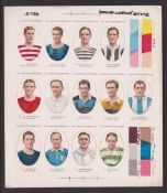 Proof cards, F & J Smith's Football Club Records (set 50 cards in 4 uncut plain back printers