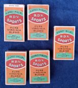 Cigarette packets, Godfrey Phillips Sports package issues, 5 orange front packets, with original