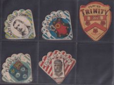 Trade cards, 5 shaped cards, three published by Baines, 'Play-Up Leeds St Johns' with Walton