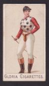 Cigarette card, American Cigarette Co Canada, Sports & Chorus Girls, type card, Lady Jockey in white