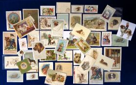 Greetings Cards, Dogs, 42 late 19th/early 20thC cards featuring dogs to include 3 anthropomorphic,
