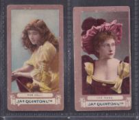 Cigarette cards, J A S Quinton, Actresses FROGA, 2 type cards, Miss Kelly & Ida Rene (fair)