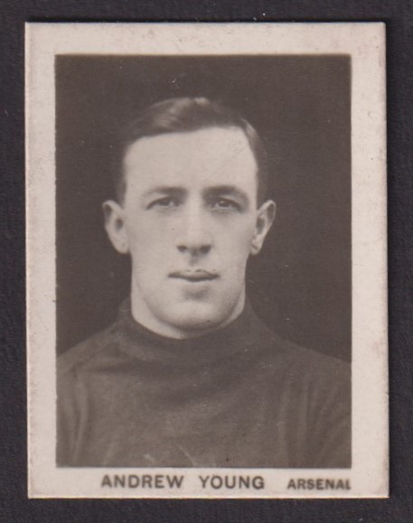 Cigarette card, Walkers Tobacco Co, Footballers, 'K' size, type card, Andrew Young, Arsenal (gd) (
