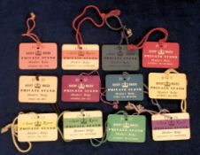 Ascot, a collection of 12 card badges, all with original cord attached, with various dates between