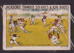 Trade silk, Jackson's Hats & Boots, Louis Wain Cat Cartoons, type, Cricket Match, 'M' size (slight