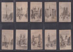Cigarette cards, Morris London Views, 21 cards. 16/20 mixed back printings plus 5 duplicates with