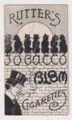 Cigarette card, Rutter, Advertisement Card, 'Tobacco Bloom Cigarettes' (creased, fair) (1)