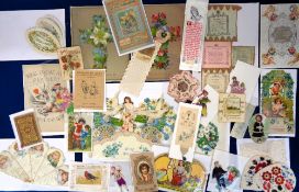 Ephemera, a selection of approx. 60 mainly Victorian items to include bookmarks, fabric and paper '