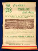 Football poster, Real Madrid, a rolled poster advertising subscriptions for the new Real Madrid