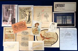 Fashion, 19 items of paper ephemera dating from approx. 1810 to the 1930s to include trade labels