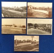 Postcards, Rail, 5 cards of Gunnislake Cornwall railway station, with RPs of interior (all
