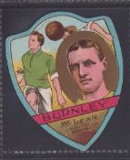 Trade card, Football, Baines, shield shaped card, Burnley, McLean player inset (gd)