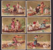 Trade cards, Liebig, A Boating Accident, French edition, ref. S100 (set, 6 cards) (gd)