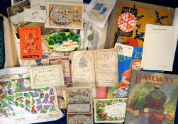 Ephemera, a selection of mid 19th to mid 20thC items to include wartime cardboard dice