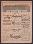 Football programme, Reading v Stoke City, 3rd November 1928, Division 2, (horizontal fold, some sl