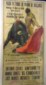 Poster, original 1968 Spanish El Cordobes Matador Poster from event held in Palma De Mallorca, 105cm