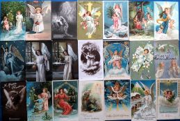 Postcards, Greetings, a greeting collection of approx. 80 cards featuring angels, with good chromos.