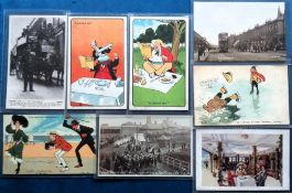Postcards, a mixed collection of 8 cards inc. RPs of Lavender Hill S.W (with tram), funeral of Dr