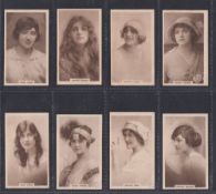Cigarette cards, Godfrey Phillips, British Beauties Photogravure, 8 cards (gd)