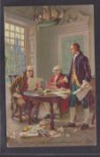 Trade cards, Early USA, Dr D Jayne's postcard sized card showing the signing of the Declaration of