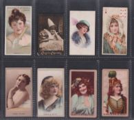 Cigarette cards, 8 x Beauties related cards including Kinney (2), ATC (2), Wills Beauties p/c (1),