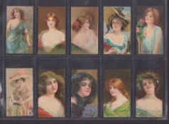 Cigarette cards, USA American Tobacco Co (Grand Duke) 16 Famous Paintings, Beauties, plain back, 1