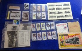 Trade & Cigarette cards, small mixture inclding 6 larger than postcard sized anonymous Famous