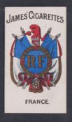 Cigarette card, James & Co Birmingham, Arms of Countries, type card, number 2 France (gd)