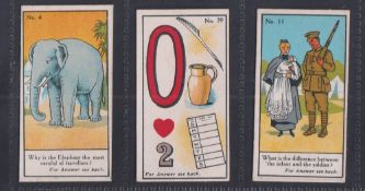 Cigarette cards, John Sinclair, Picture Puzzles & Riddles series, 3 cards 4,11,39 (about gd)