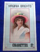 USA Tobacco Advert, Allen & Ginter Virginia Brights, Beauty subject 43.5 x 28.1cm approx. (Front has