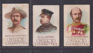 Cigarette cards, R J Hill. Boer War Generals Campaigners, 3 cards, Baden Powell (corner crease),