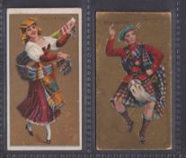 Cigarette cards, USA Kinney National Dances, 2 type cards, 1 with white border (gd) 1 without border
