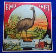 USA Trade advert, David Dunlop (Petersburg VA) Emu Twist 30.5 x 30.1cm approx (a few tears and
