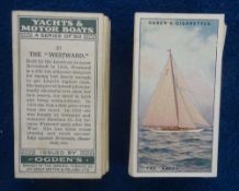 Cigarette cards, Ogdens, Yachts and Motor Boats (set 50 cards) (gen gd/vg)