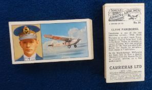 Cigarette cards, Carreras Famous Airmen and Airwomen including Lindbergh Earhart etc (set 50
